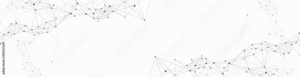 Leinwandbilder Digits abstract background with connected line and dots, wave flow. Digital neural networks. Network and connection background for your presentation. Graphic polygonal background, illustration