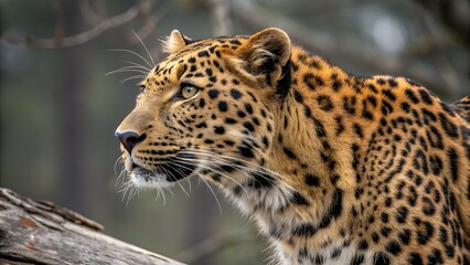 Obraz premium Realistic leopard with background for graphic design, digital art, and creative projects