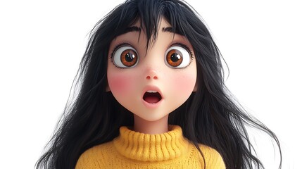 Fototapeta premium Surprised character expression in studio animation close-up