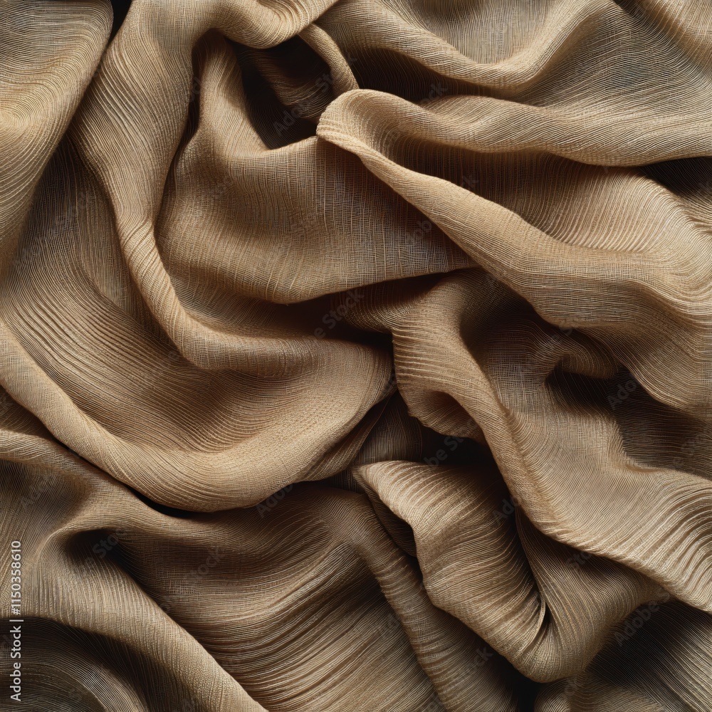 Poster elegant brown fabric texture with soft waves and subtle shine for design projects