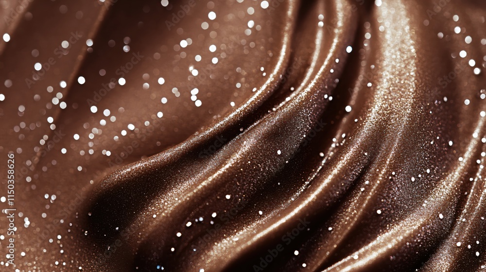 Poster rich brown fabric with shimmering particles in elegant wave patterns