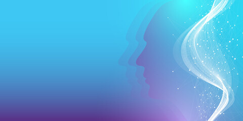 AI Banner Concept In The Digital Style. Generative Ideas Design Element For Internet Technology. Futuristic Technology Concept Artificial Intelligence.