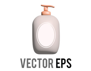 3D pink bottle of skin lotion icon for moisturizer,  sunscreen, sunblock, shampoo and body wash