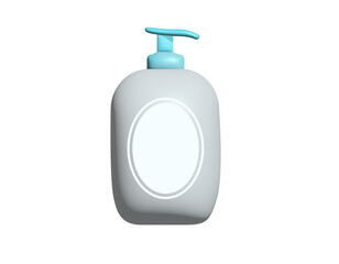 3D baby blue bottle of skin lotion icon for moisturizer,  sunscreen, sunblock, shampoo and body wash