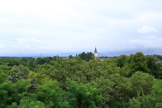 aerial view from the Kaiser-Friedrich-Turm in Biesenthal, a small town in the state of Brandenburg (Germany)