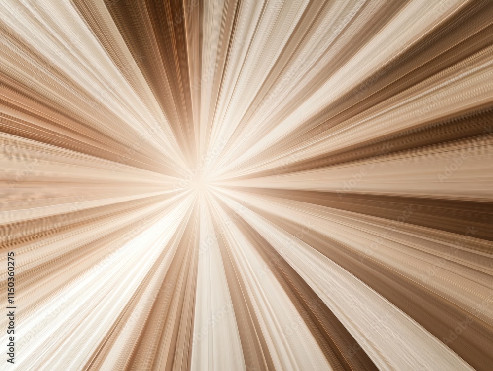 Poster abstract light burst in beige and brown tones with dynamic rays and soft flow
