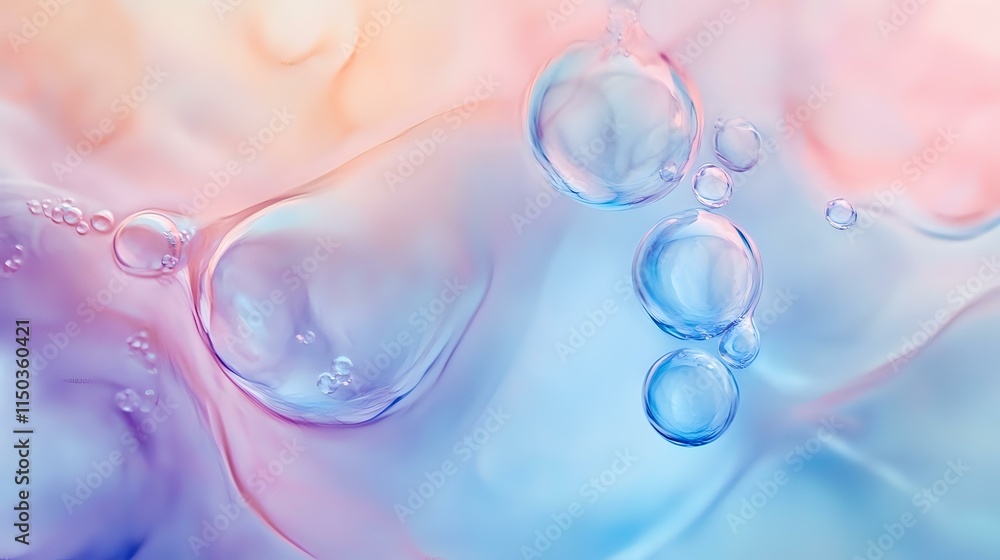 Poster abstract watercolor background with fluid pastel gradients, soft overlapping layers and shimmering b