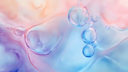Abstract watercolor background with fluid pastel gradients, soft overlapping layers and shimmering bokeh-like light orbs