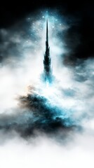 Obraz premium A tall tower in the middle of a cloudy sky