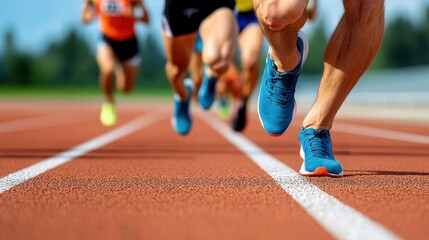 Naklejka premium Athletes running on a track during a competition.