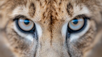 Obraz premium A close up of a lion's face with blue eyes