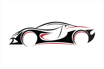 Abstract stylized sports car silhouette vector on white background