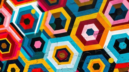 Fototapeta premium Symmetrical Abstract Digital Patterns with Repeating Hexagonal Shapes