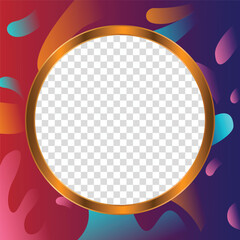 Twibbon Round Golden Frame with Transparent Center on a Colorful Gradient Background