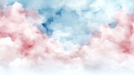 Fototapeta premium A watercolor painting of pink and blue clouds in the sky