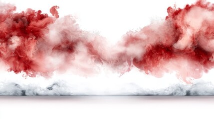 A red and white smoke cloud on a white background