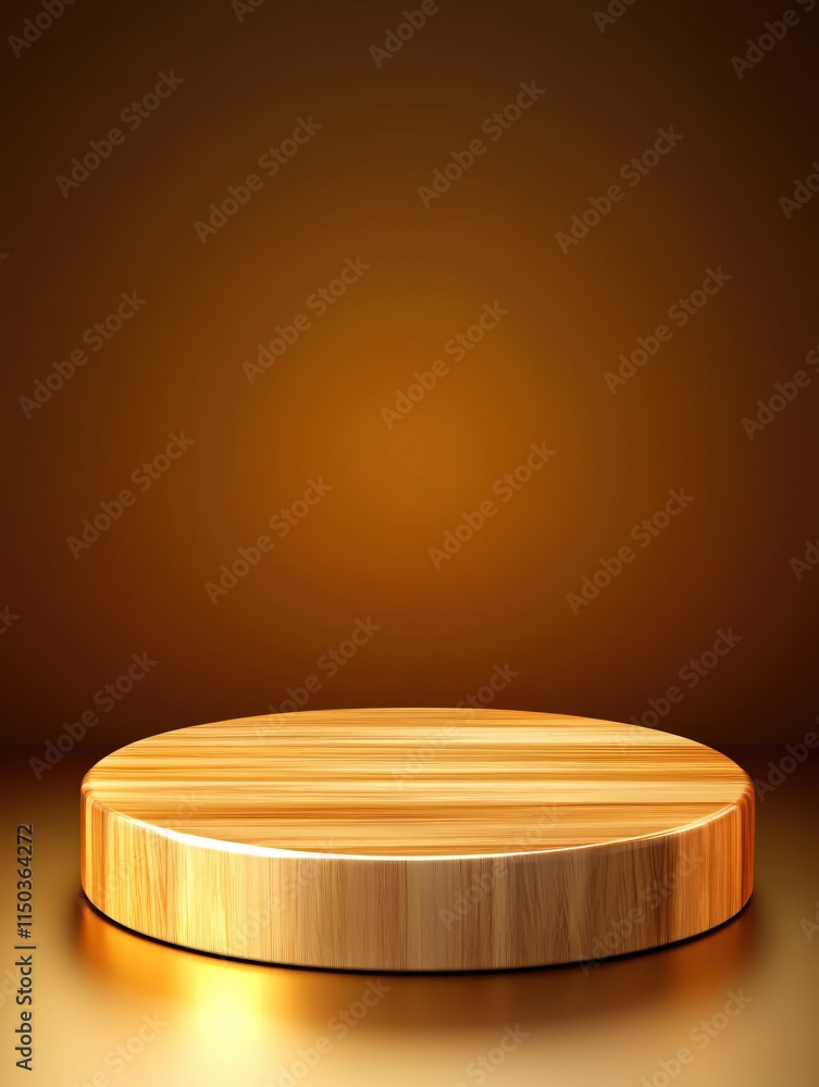 Poster elegant wooden platform with soft light for product display