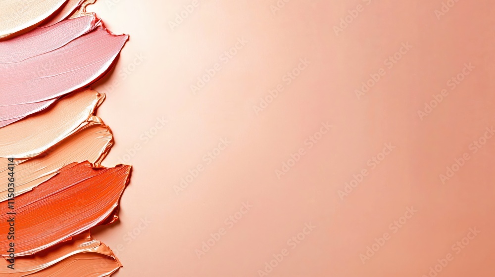 Poster colorful abstract paint strokes on smooth metallic background