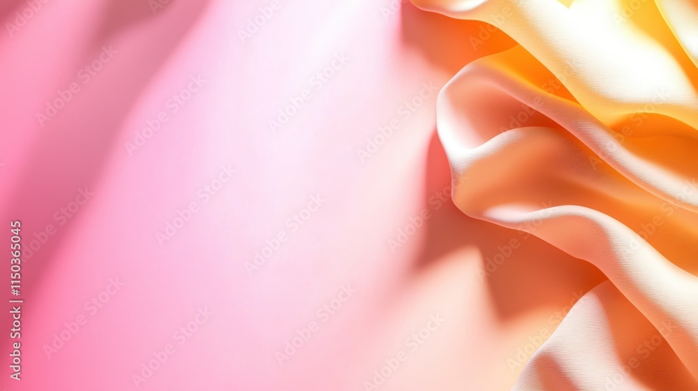 Poster soft fabric texture on pink and orange gradient background