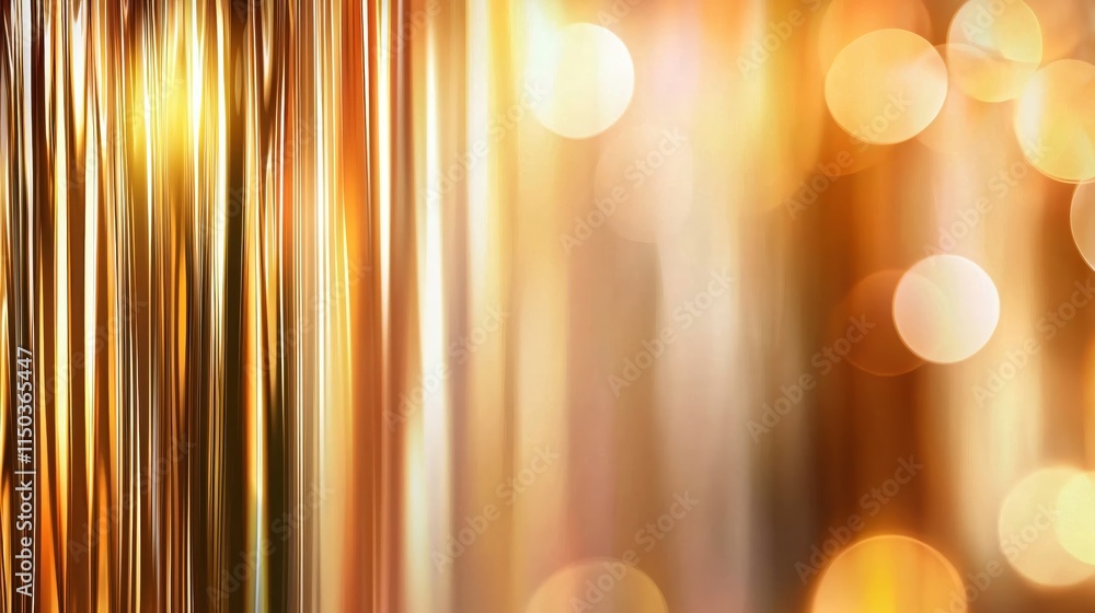 Poster Golden Abstract Background with Vertical Lines and Soft Bokeh Effect