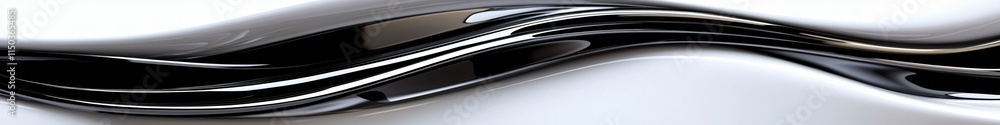 Poster Abstract Black and White Waves with Smooth Curved Lines and Texture