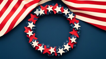 Obraz premium Red and White Stars with Blue Background and American Flag Decor