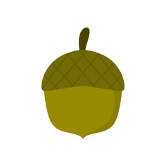 acorn oak tree fruit flat design vector illustration.