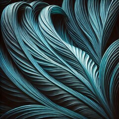 Fototapeta premium Close-up of a blue-green spathiphyllum leaf on a dark backdrop, abstract botanical wallpaper. Created with generative AI technology