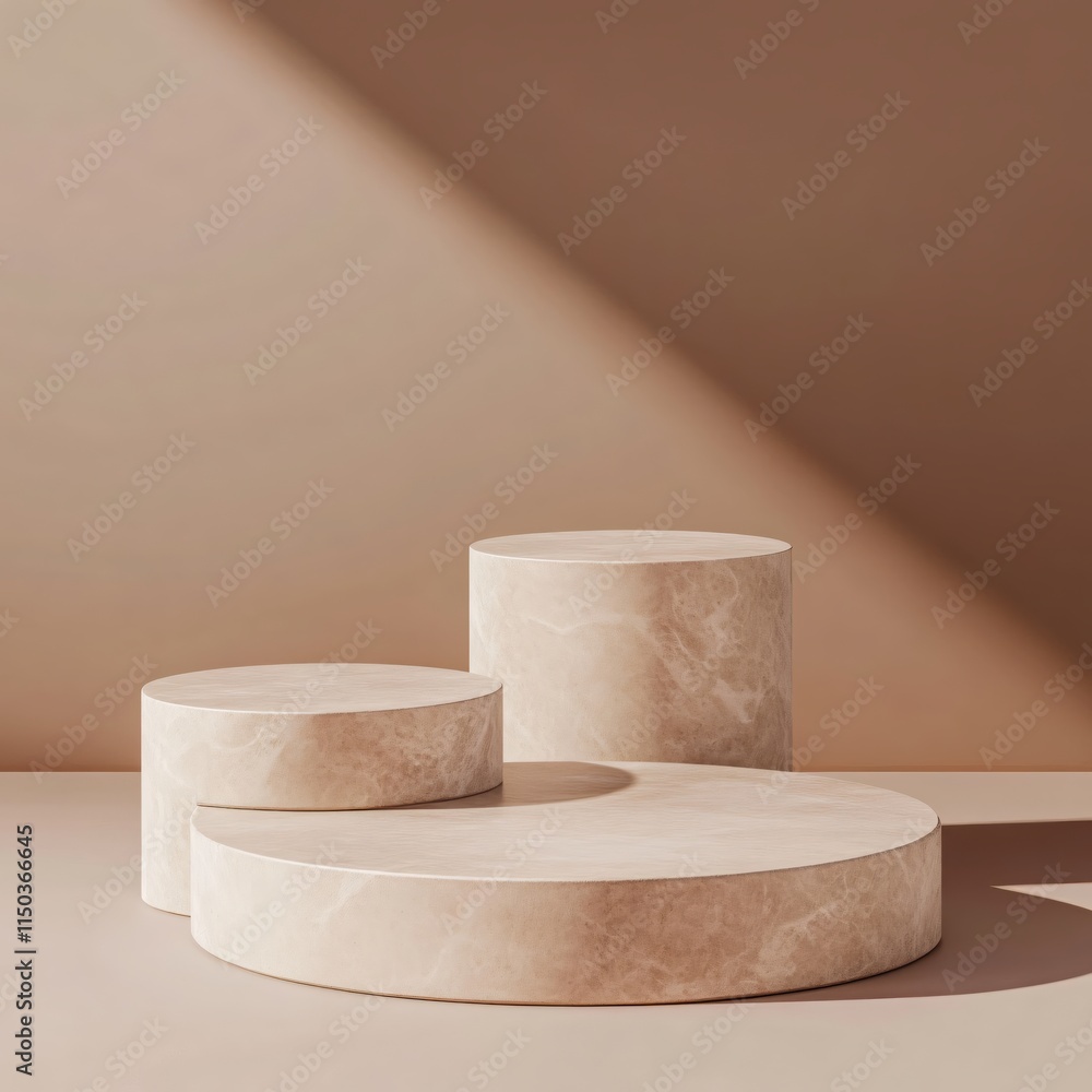 Poster elegant minimalist display of geometric shapes in soft earthy tones