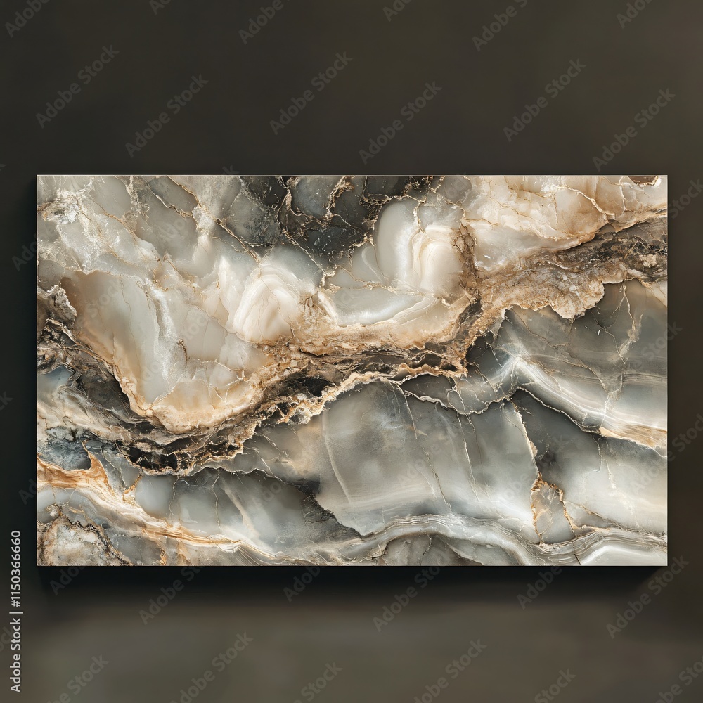 Poster abstract gray and beige onyx stone background with natural patterns and textures