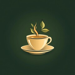 A steaming cup of tea with leaves