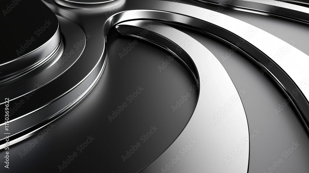 Poster abstract metallic design with smooth curves and reflections