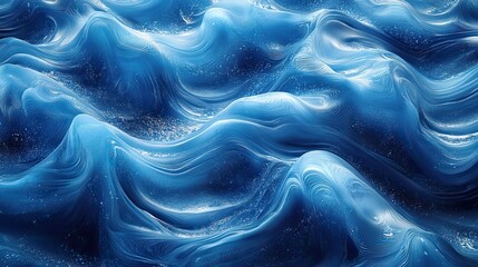 Obraz premium Blue abstract waves and 3D texture create a graphic painting design with ripple patterns, perfect for art wallpaper, with wavy lines and smooth motion