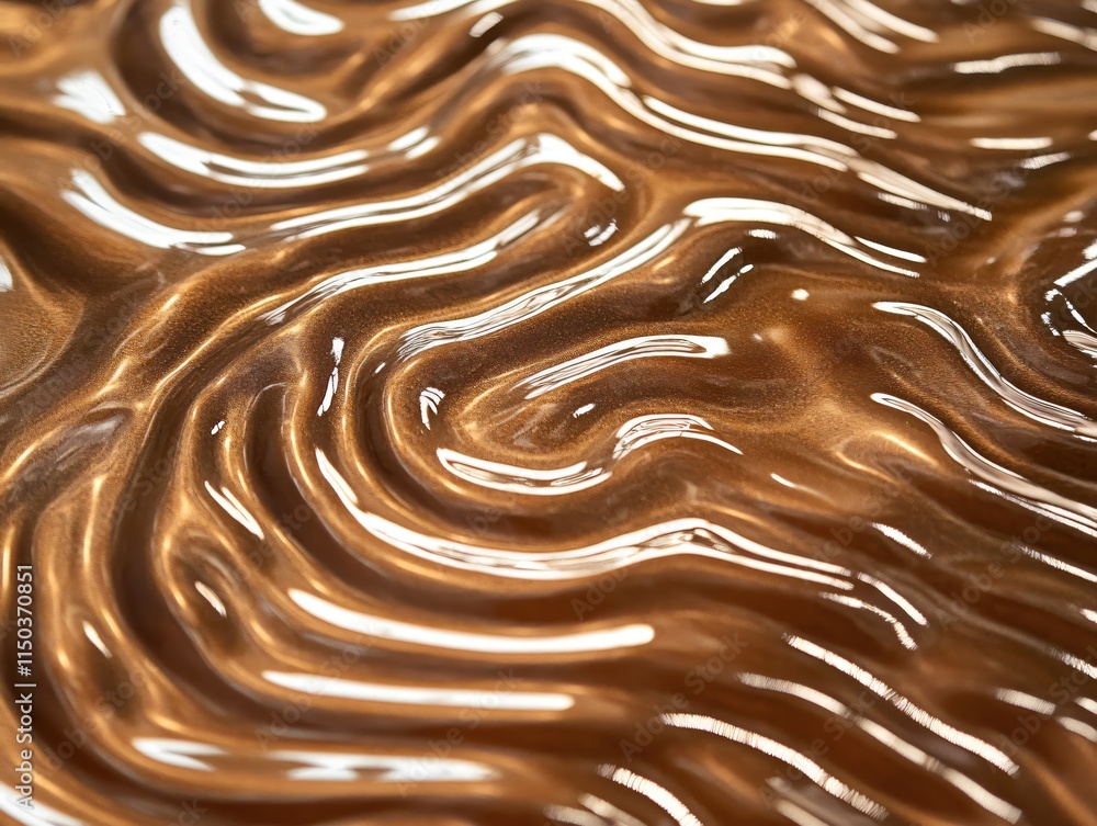 Poster shiny brown surface with flowing patterns and reflections in abstract design