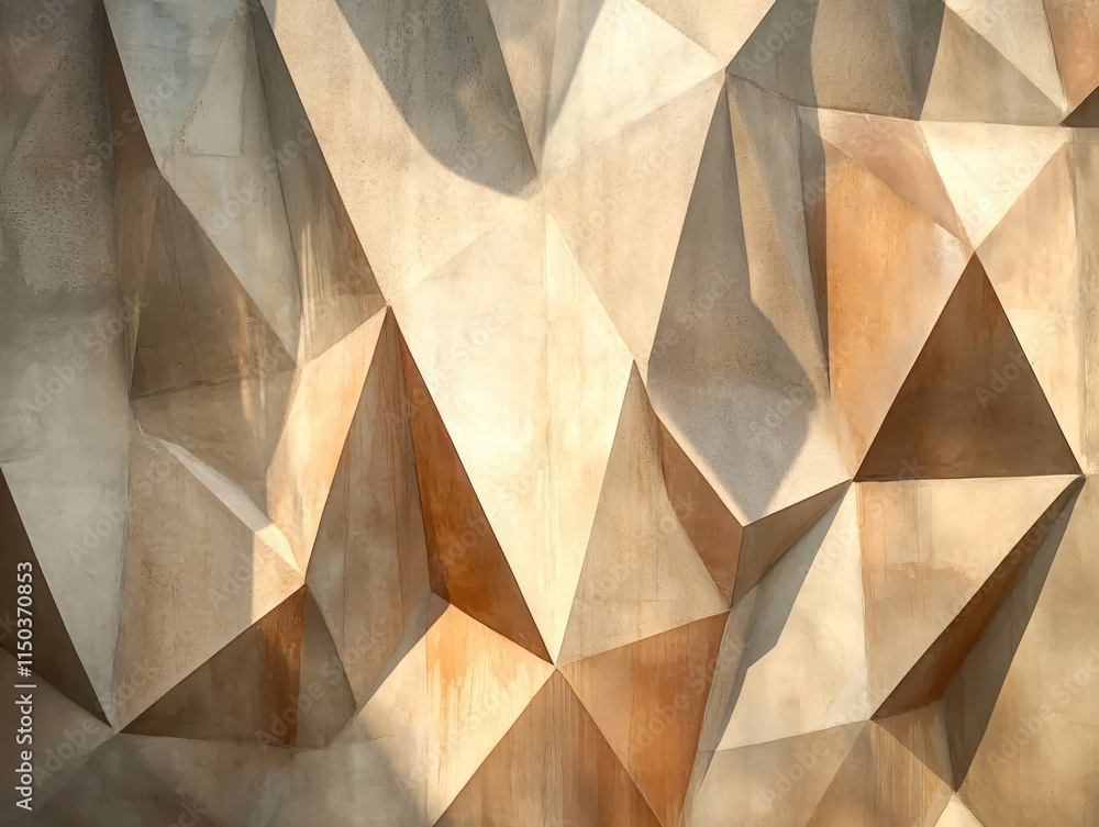 Poster abstract geometric textured wall with sharp angles and warm tones