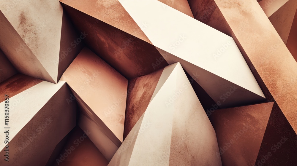 Poster abstract geometric composition with triangular forms and earthy tones