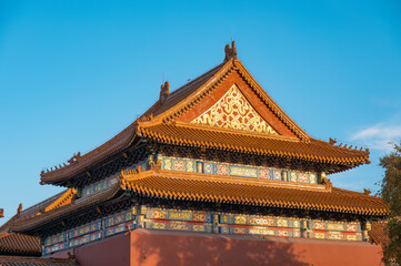The glorious glazed tile buildings of the Forbidden City in Beijing.