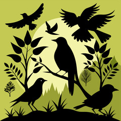 silhouettes of birds