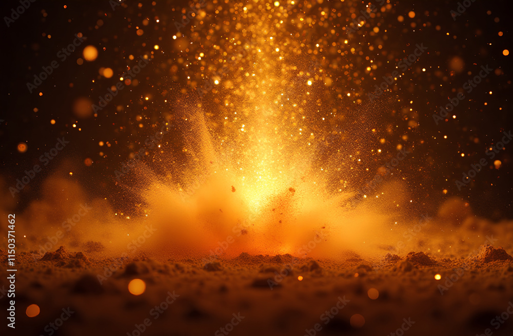 Canvas Prints cascade of golden sparks and dust particles resembling a cosmic explosion
