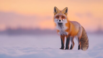 Fototapeta premium Majestic Red Fox in Winter Sunset