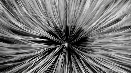 Obraz premium Macro Black and White Dandelion Seed Head with Fragile Details