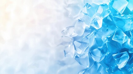 Fototapeta premium Ice Cubes on a Light Blue Background with Soft White Texture