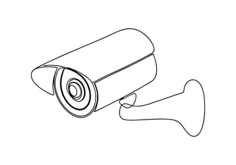 Continuous One-Line Drawing of a CCTV Camera - Minimalist Security Art