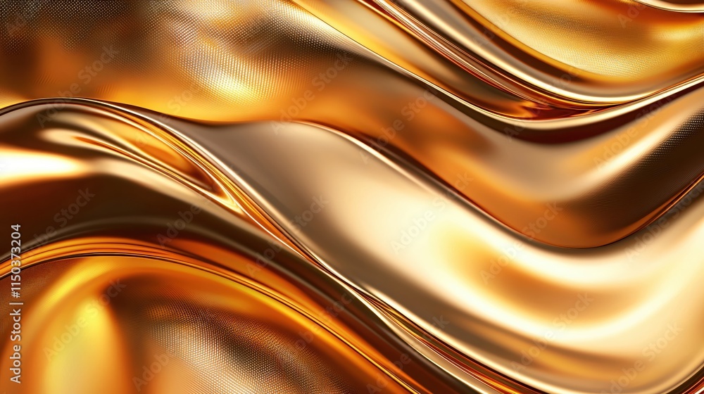 Poster golden fluid abstract background with smooth wavy texture