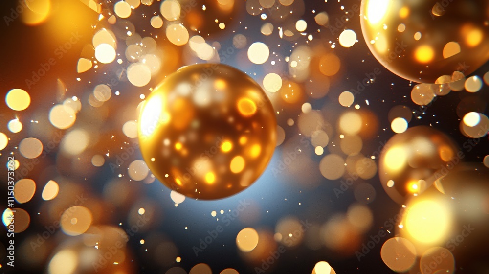 Poster golden bokeh background with shimmering light effects for design