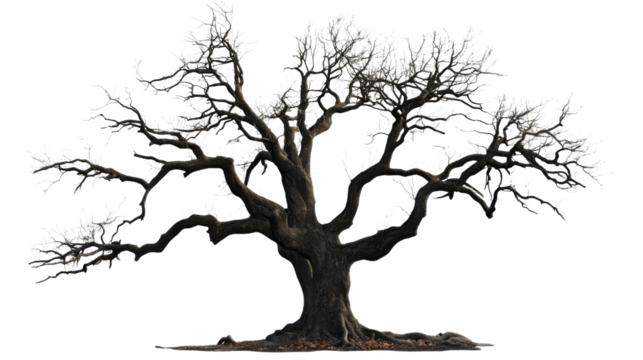 Tree without leaves, transparent background