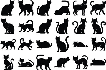 Elegant Cat Silhouette Collection for Pet-Themed Designs and Creative Art Projects.