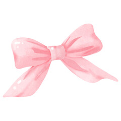 Watercolor Pink Ribbon Bow Illustration