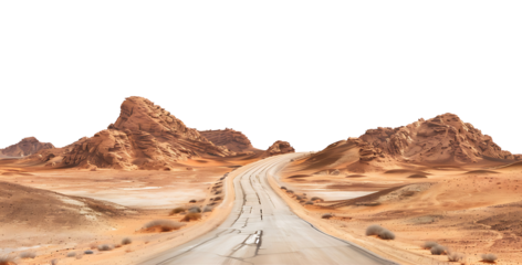 Country road desert mountain outdoor landscape land. Isolated on transparent background. high resolution PNG file