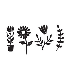 Daisy flower icon, Vector illustration ,Different daisy flower plant, silhouette element on white background. 
